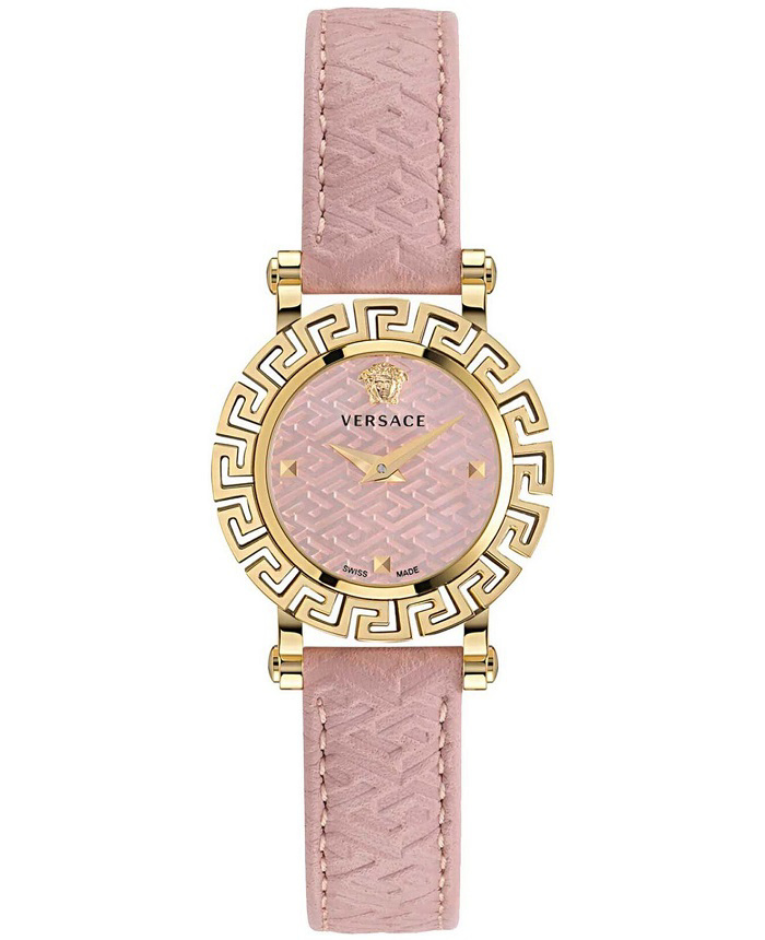 Versace Greca Glam Roloi Batarias me Roz Dermatino Louraki VE2Q00222