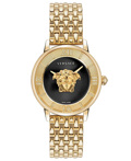 Versace La Medusa Diamonds Roloi Batarias me Xruso Metalliko Brasele VE2R00822