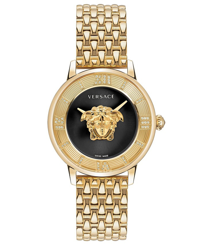 Versace La Medusa Diamonds Roloi Batarias me Xruso Metalliko Brasele VE2R00822