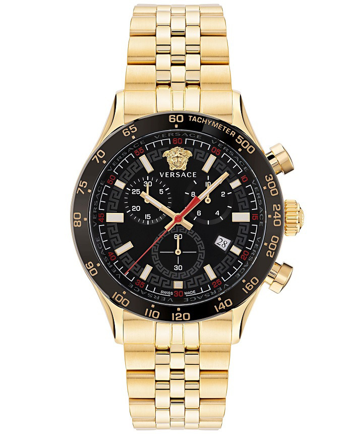 Versace Hellenyium Roloi Xronogafos Batarias me Xruso Metalliko Brasele VE2U00622