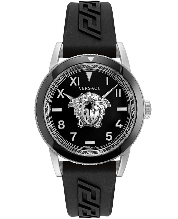 Versace V-Palazzo Roloi Batarias me Mavro Kaoutsouk Louraki VE2V00122