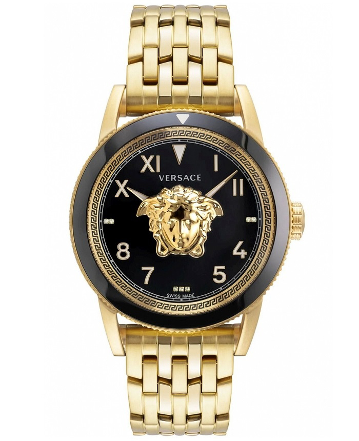 Versace V-Palazzo Diamonds Roloi Batarias me Xruso Metalliko Brasele VE2V00822