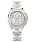 Versace Chrono Lady Roloi Xronogafos Batarias me Asimi Metalliko Brasele VE3CA0523