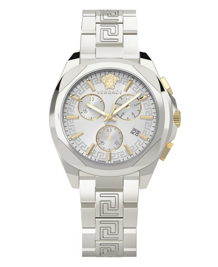 Versace Chrono Lady Roloi Xronogafos Batarias me Asimi Metalliko Brasele VE3CA0523