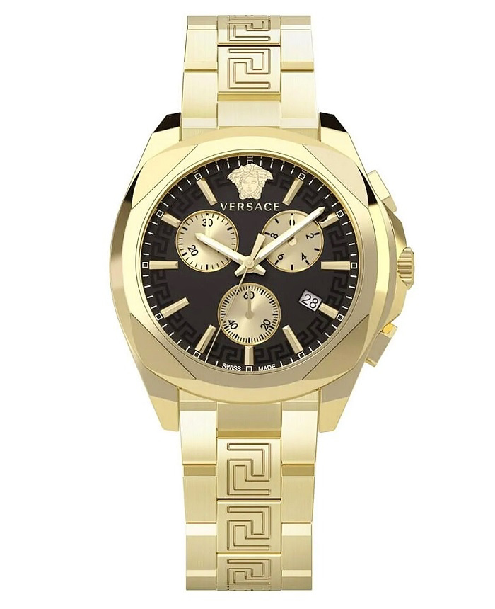 Versace Chrono Lady Roloi Xronogafos Batarias me Xruso Metalliko Brasele VE3CA0723