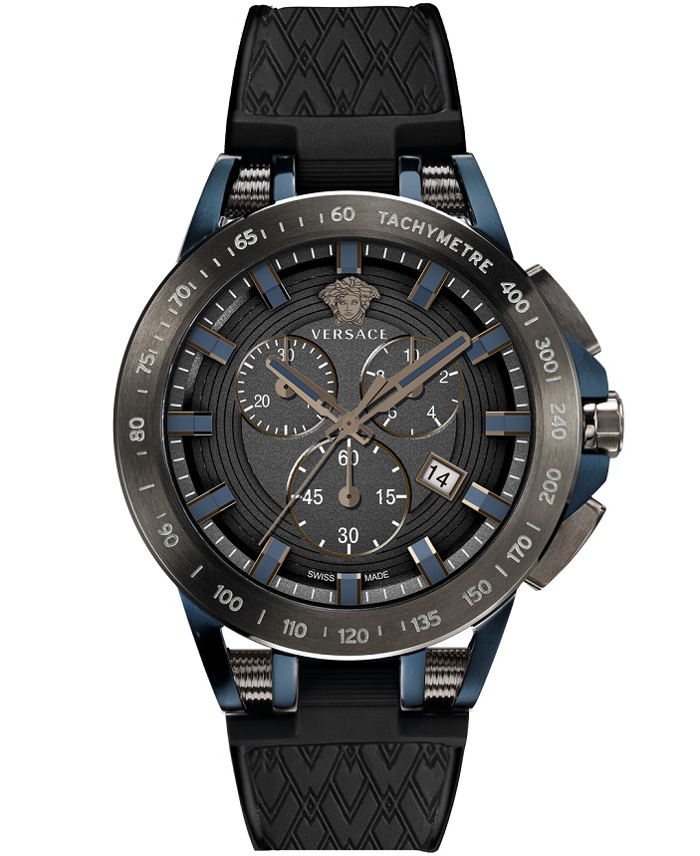 Versace New Sport Tech Roloi Xronogafos Batarias me Mavro Kaoutsouk Louraki VE3E00221
