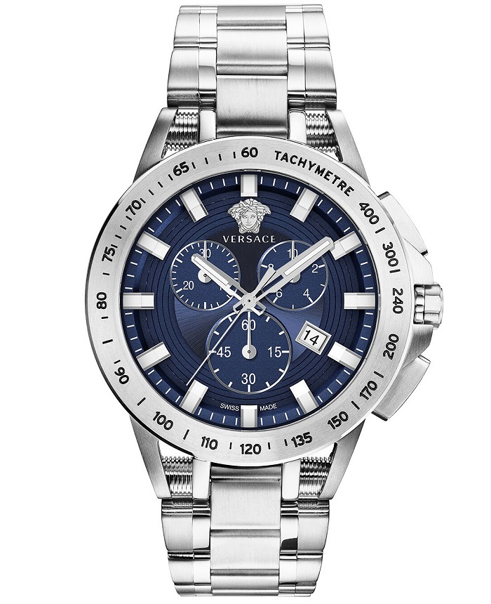 Versace Sport Tech Roloi Xronogafos Batarias me Asimi Metalliko Brasele VE3E00521