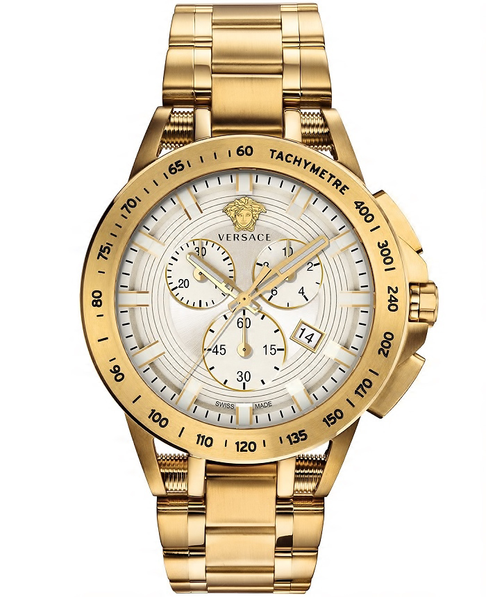 Versace Sport Tech Roloi Xronogafos Batarias me Xruso Metalliko Brasele VE3E00721