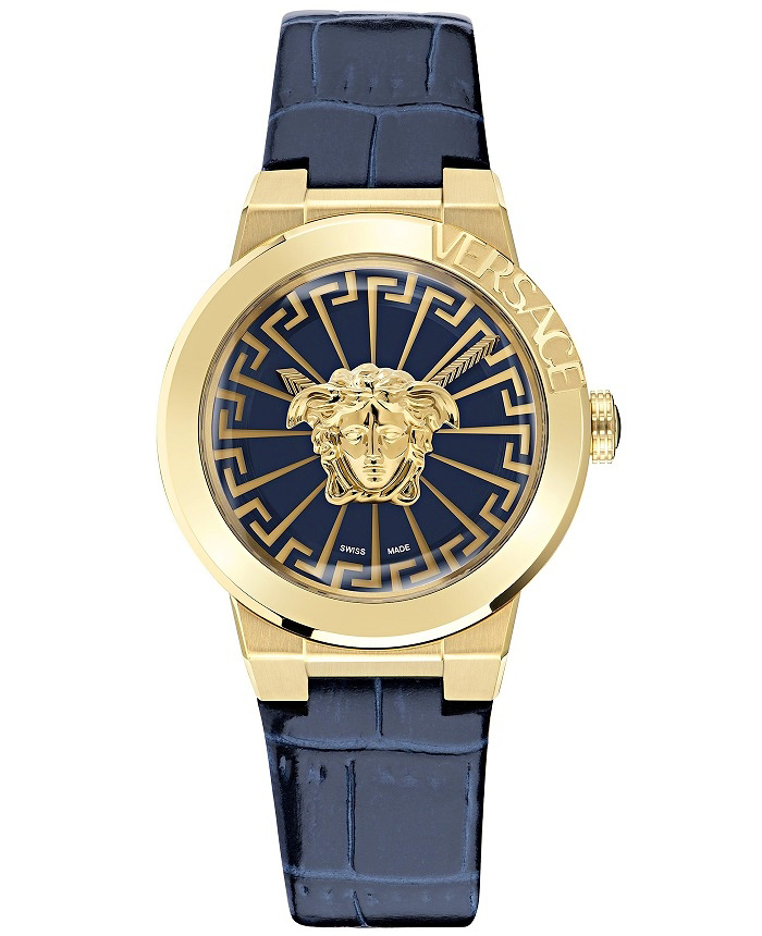 Versace Medusa Infinite Roloi Batarias me Ble Dermatino Louraki VE3F00122