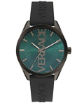 Versace V-Vertical Roloi Batarias me Mavro Kaoutsouk Louraki VE3H00322