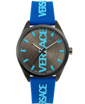 Versace V-Vertical Roloi Batarias me Ble Kaoutsouk Louraki VE3H00823