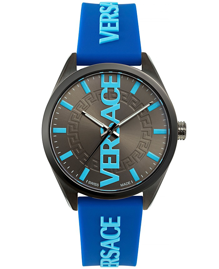 Versace V-Vertical Roloi Batarias me Ble Kaoutsouk Louraki VE3H00823