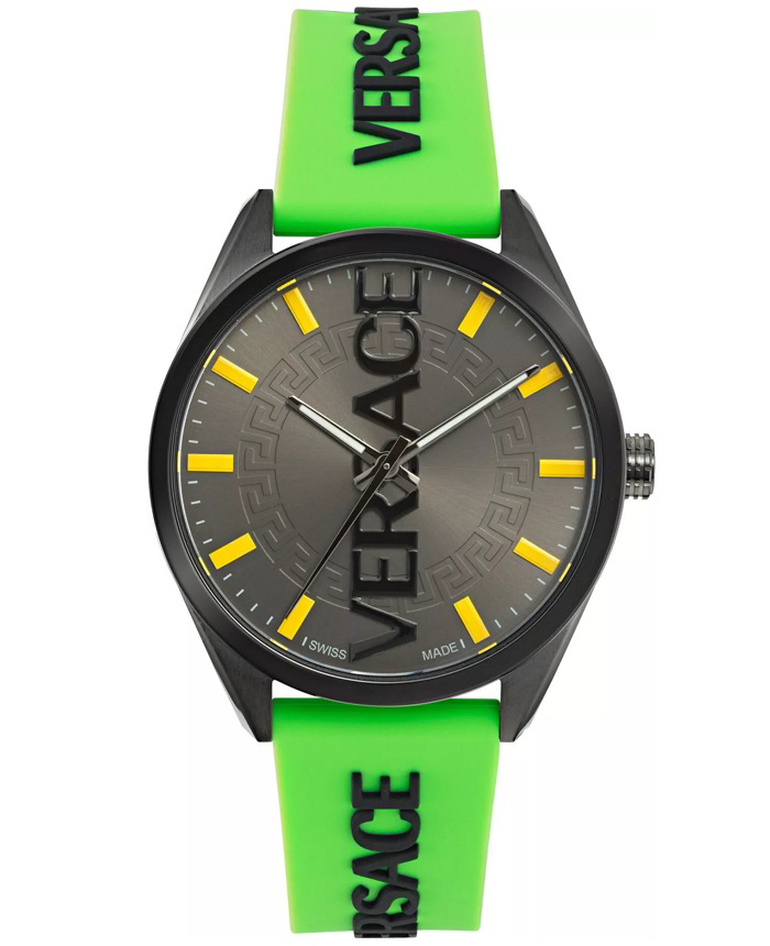 Versace V-Vertical Roloi Batarias me Prasino Kaoutsouk Louraki VE3H00923