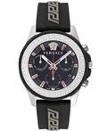 Versace Greca Action Roloi Xronogafos Batarias me Mavro Kaoutsouk Louraki VE3J00222