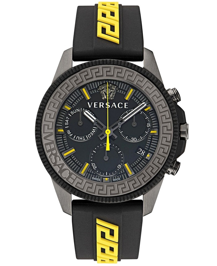 Versace Greca Action Roloi Xronogafos Batarias me Mavro Kaoutsouk Louraki VE3J00322
