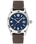 Versace Greca Time Roloi Batarias me Kafe Dermatino Louraki VE3K00122