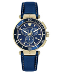 Versace Greca Roloi Xronogafos Batarias me Ble Dermatino Louraki VE3L00322