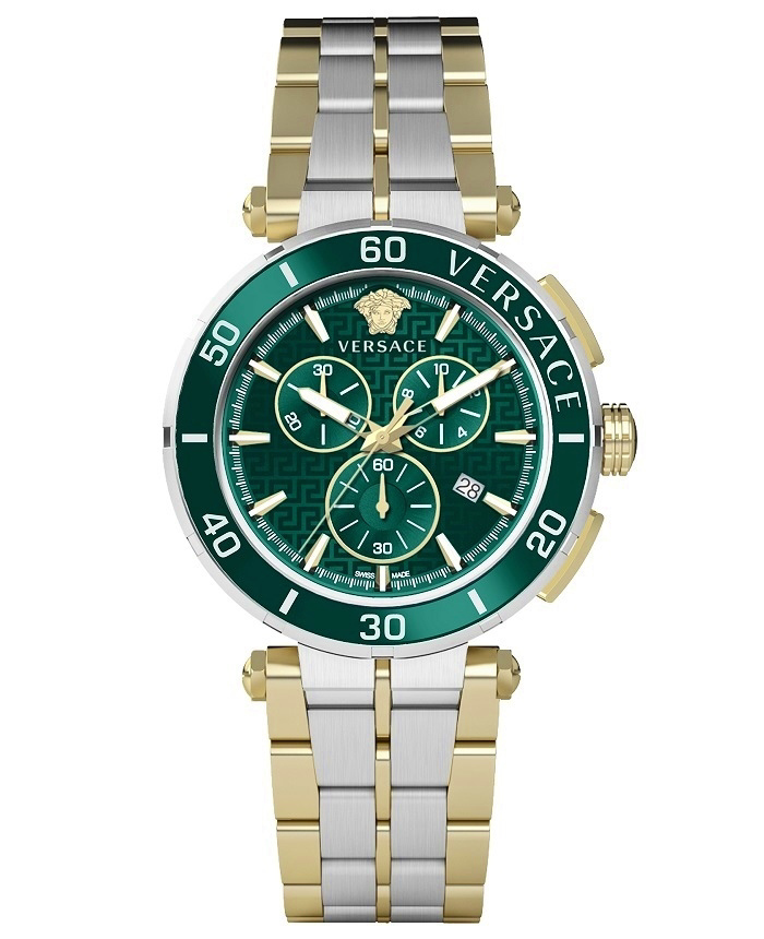 Versace Greca Roloi Xronogafos Batarias me Xruso / Asimi Metalliko Brasele VE3L00422
