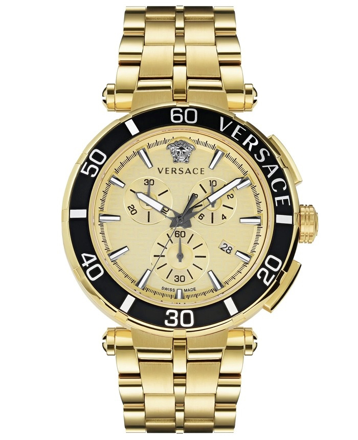Versace Greca Roloi Xronogafos Batarias me Xruso Metalliko Brasele VE3L00622