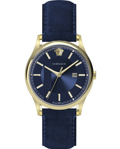 Versace Aiakos Roloi Batarias me Ble Dermatino Louraki VE4A00220