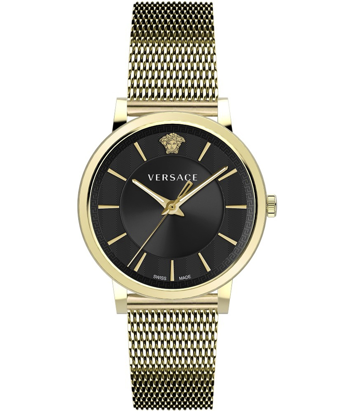 Versace V-Circle Roloi Batarias me Xruso Metalliko Brasele VE5A00920