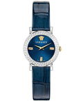Versace Petit Roloi Batarias me Ble Dermatino Louraki VE6M00122