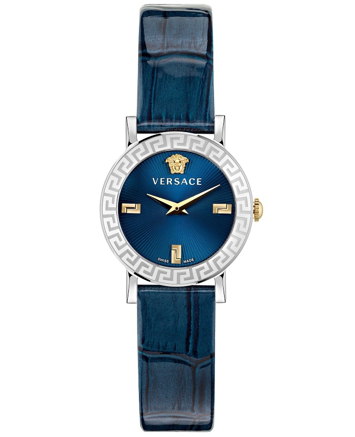 Versace Petit Roloi Batarias me Ble Dermatino Louraki VE6M00122