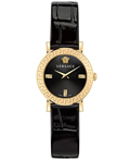 Versace Petit Roloi Batarias me Mavro Dermatino Louraki VE6M00222