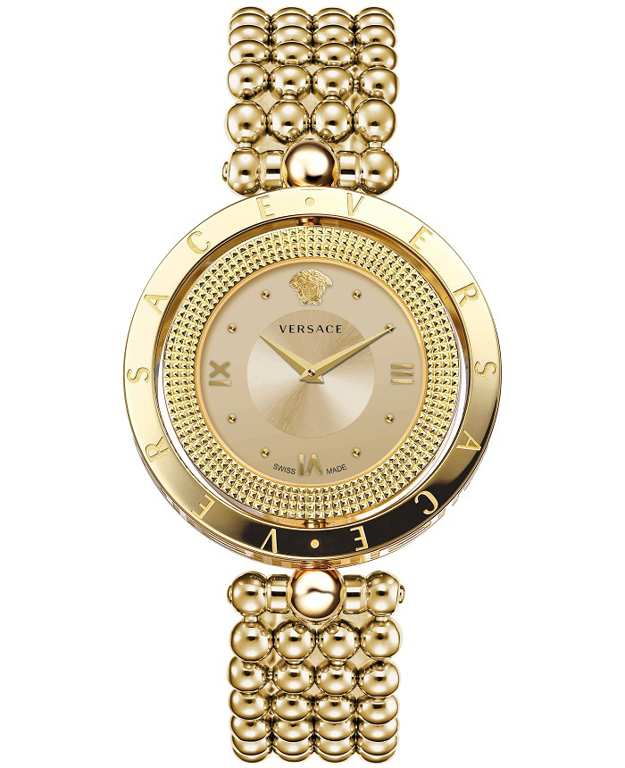Versace Eon Roloi Batarias me Xruso Metalliko Brasele VE7901623