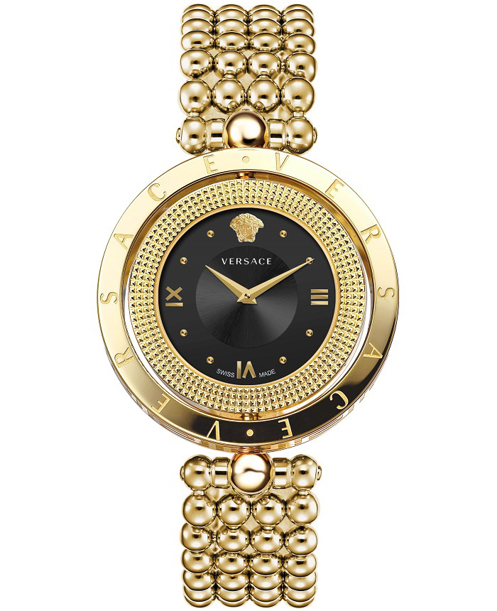 Versace Eon Roloi Batarias me Xruso Metalliko Brasele VE7901723