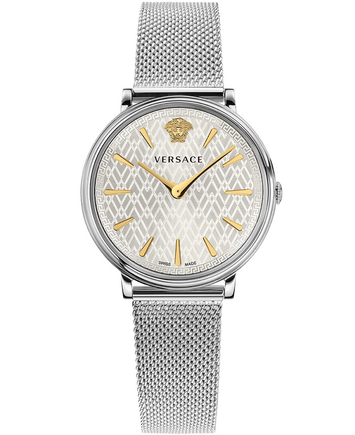 Versace V-Circle Roloi Batarias me Asimi Metalliko Brasele VE8100519