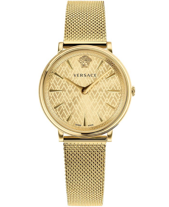 Versace V-Circle Roloi Batarias me Xruso Metalliko Brasele VE8100619