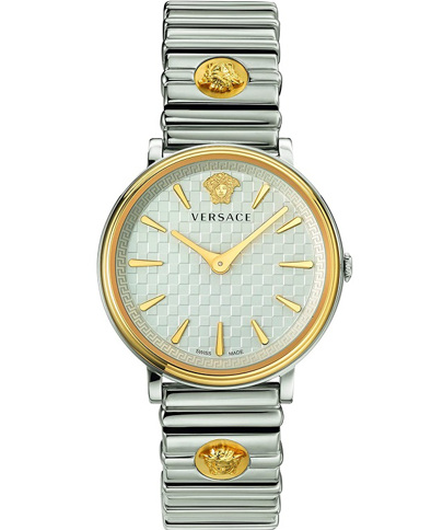 Versace V-Circle Ρολόι Μπαταρίας με Ασημί Μεταλλικό Μπρασελέ VE8101419
