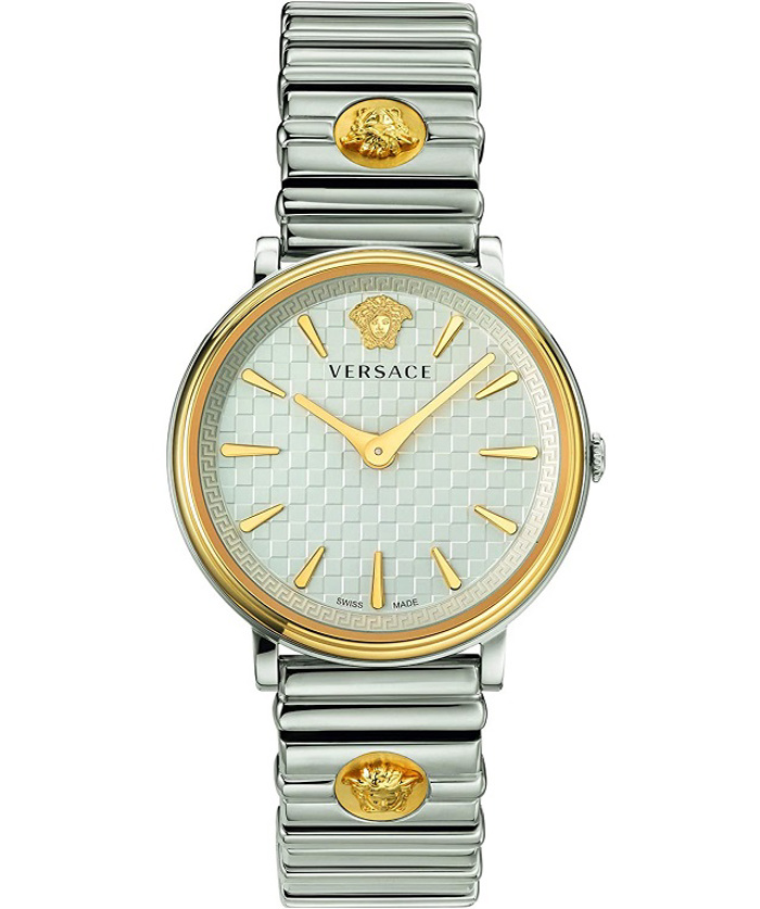 Versace V-Circle Roloi Batarias me Asimi Metalliko Brasele VE8101419