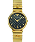 Versace V-Circle Roloi Batarias me Xruso Metalliko Brasele VE8101519