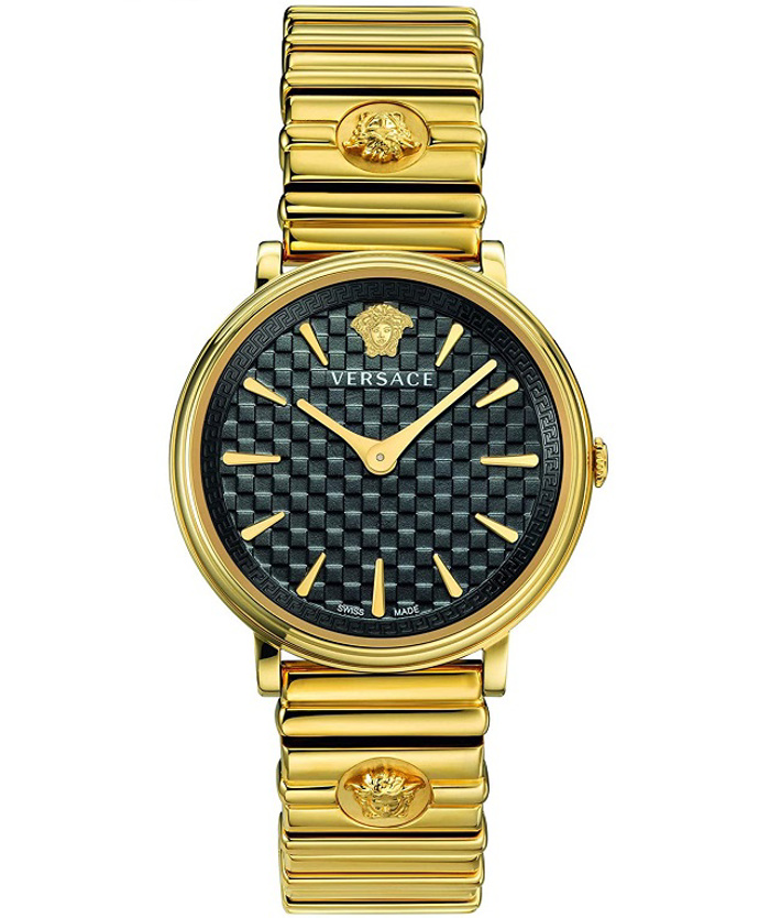 Versace V-Circle Roloi Batarias me Xruso Metalliko Brasele VE8101519