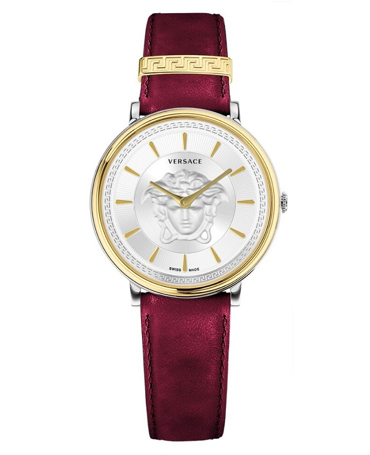 Versace V-Circle Ρολόι Μπαταρίας με Κόκκινο Δερμάτινο Λουράκι VE8101819