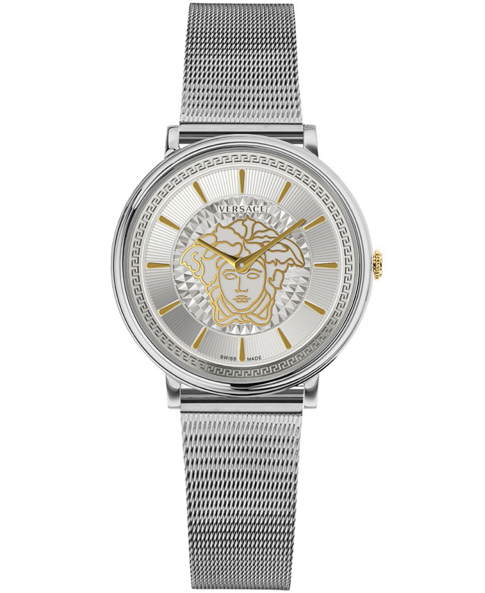 Versace V-Circle Roloi Batarias me Asimi Metalliko Brasele VE8102019