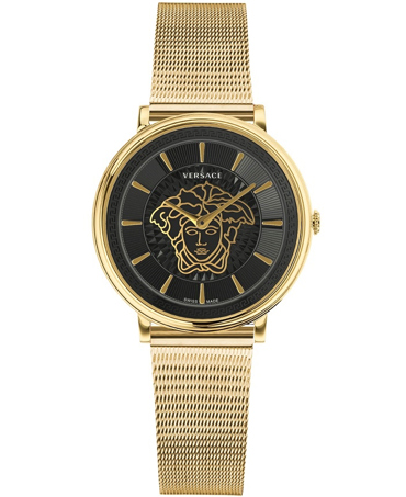 Versace V-Circle Ρολόι Μπαταρίας με Χρυσό Μεταλλικό Μπρασελέ VE8102119