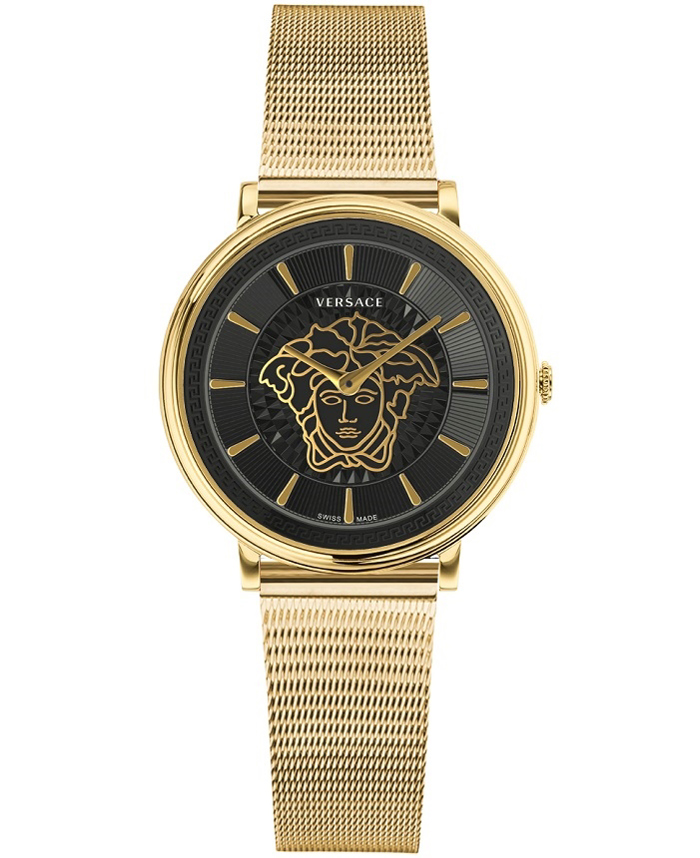 Versace V-Circle Roloi Batarias me Xruso Metalliko Brasele VE8102119