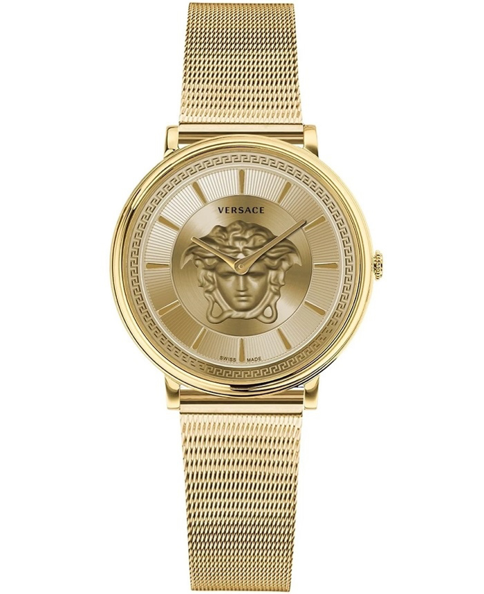 Versace V-Circle Roloi Batarias me Xruso Metalliko Brasele VE8102219