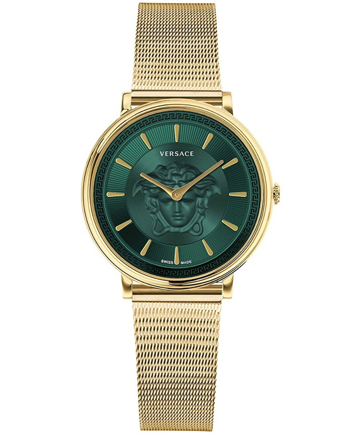 Versace V-Circle Roloi Batarias me Xruso Metalliko Brasele VE8102519