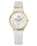 Versace V-Circle Roloi Batarias me Lefko Dermatino Louraki VE8102719