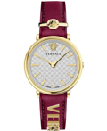 Versace V-Circle Roloi Batarias me Bornto Dermatino Louraki VE8104322