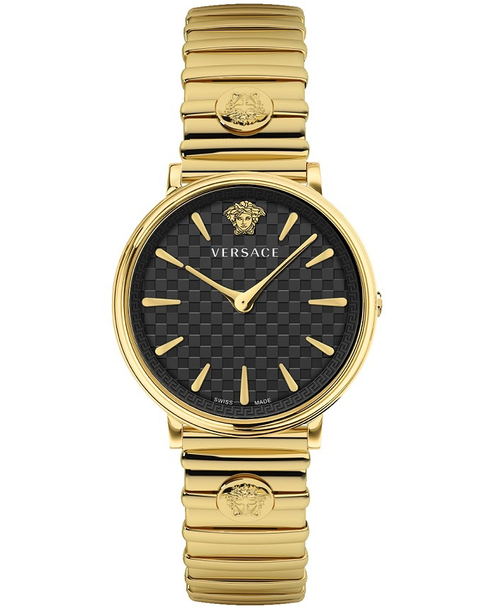 Versace V-Circle Roloi Batarias me Xruso Metalliko Brasele VE8104722