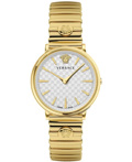 Versace V-Circle Roloi Batarias me Xruso Metalliko Brasele VE8104822
