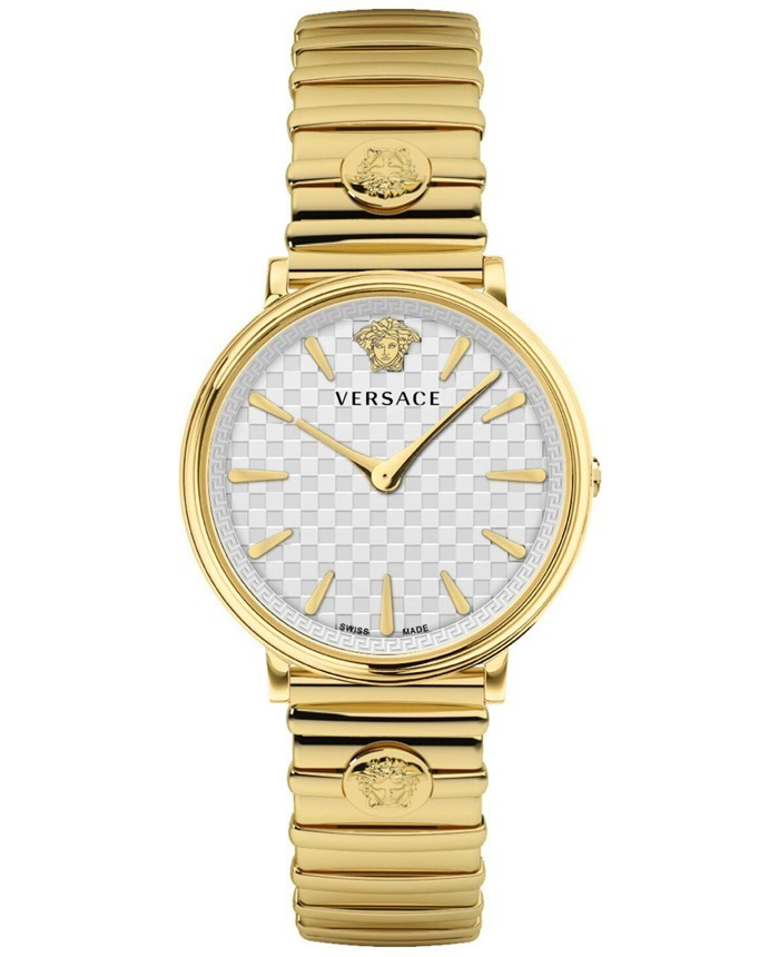 Versace V-Circle Roloi Batarias me Xruso Metalliko Brasele VE8104822