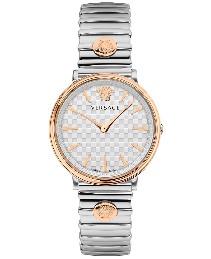 Versace V-Circle Roloi Batarias me Asimi Metalliko Brasele VE8105022