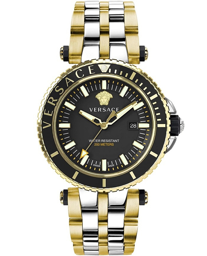 Versace V-Race Diver Roloi Batarias me Xruso / Asimi Metalliko Brasele VEAK00518