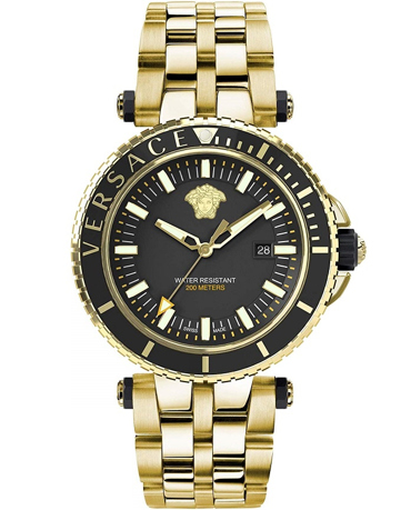 Versace V-Race Diver Ρολόι Μπαταρίας με Χρυσό Μεταλλικό Μπρασελέ VEAK00618